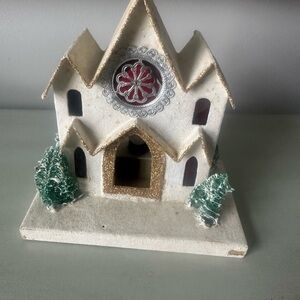 Vintage Putz church House lighted made in Japan